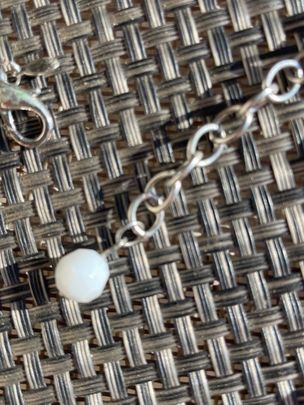 Premier Designs Necklace, Black & White Art Glass beads, silver-toned 15" - Picture 4 of 7